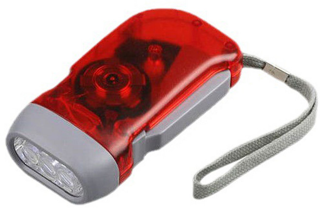 3구 투명 자가발전후레쉬 랜턴 손전등 비상랜턴, 1개, 레드