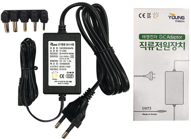 태영전자 전자식아답터 TY 9V 1.5A 코드일체형, 1개