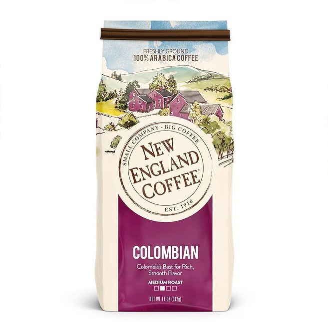 New England Coffee 콜롬비안 수프리모 그라운드 커피 미디엄 로스트 11 oz, New England Coffee 콜롬비안 수프리모 그