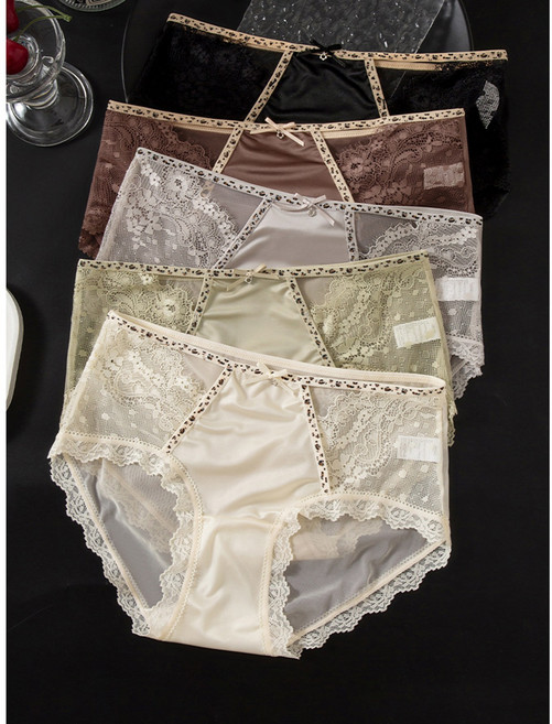 여성 호피레이스팬티 5종 세트 데일리 섹시팬티 꿀쥬 여성 면 레이스 팬티 여성 시스루 레이스 팬티 여성 레이스 노라인 데일리 섹시팬티 부드러운 착용감 힙라인 커버 데일리 속옷