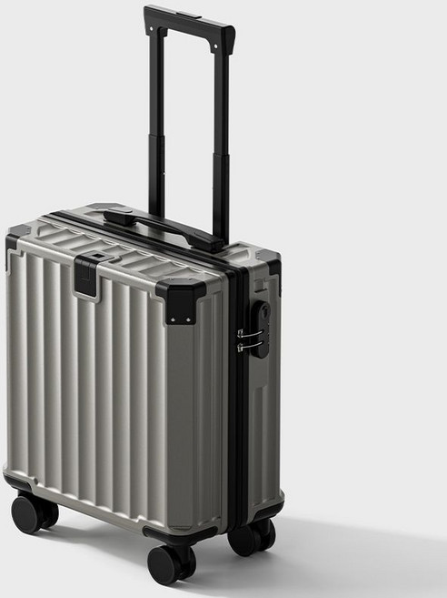 EMINI HOUSE 輕便多功能迷你登機箱 靜音萬向輪 USB充電 手機支架 折疊杯架, 1個, 鈦金灰丨基礎款20寸丨輕便小巧可登機