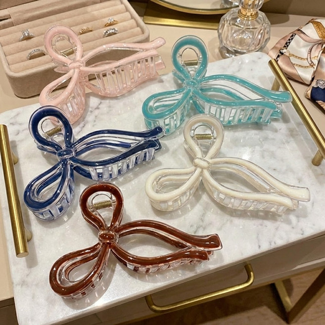 진우 시럽리본 헤어 집게핀 벨벳 새틴 올림머리 반묶음 감성 유니크