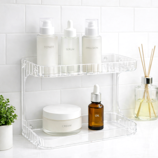 샤토모던 책상 주방 욕실 깔끔 정리 미니 선반, 1개, 투명