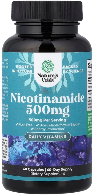 네이처스 크래프트 나이아신아마이드 500mg 캡슐 60정 NCA-77023, 1개 - 쿠팡