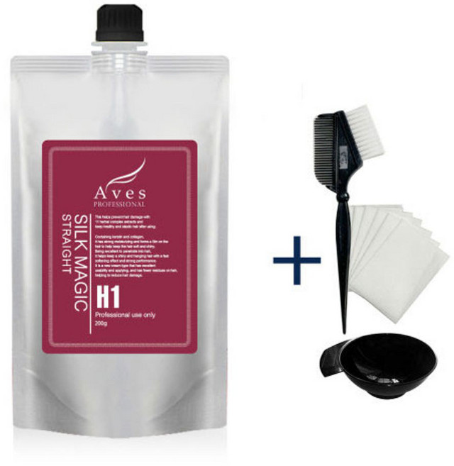 아베스다운펌 실크 매직 건강모 펌제+중화제 200g+ 200g 시술브러쉬+시술볼+고급파마지 추가제공 셀프 매직약 볼륨 미용실 스트레이트 파마약 남자 뿌리, 1개