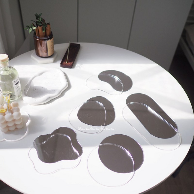 [낱개]촬영용 소품 아크릴 미러 10종 촬영 플레이트 거울소품 오브제, 08.미러완두콩