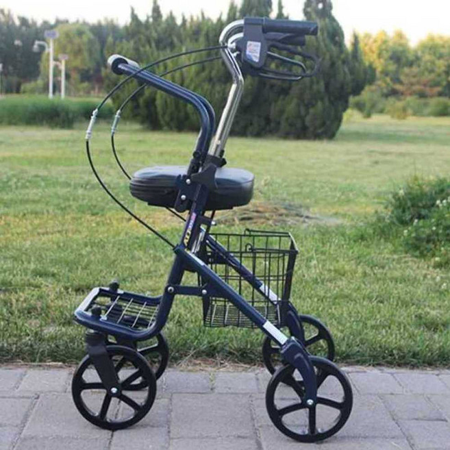 어르신 보행기 노인 유모차 접이식 실버카 걸음 보조 블루, 레드