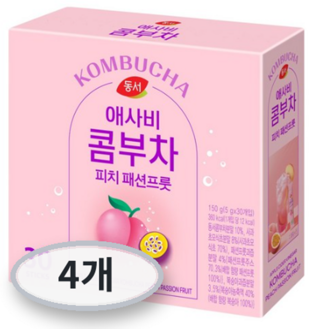 동서 애사비 콤부차 피치 패션프룻 30개, 5g, 4개, 30개입