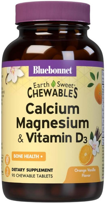블루보넷 칼슘 마그네슘 비타민D3 오렌지 바날라 츄어블 Bluebonnet Calcium Magnesium Plus Vitamin D3, 90정, 1개
