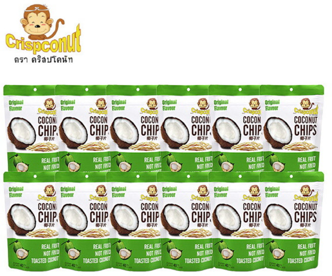 킨디 크리스프코넛 코코넛칩 40g 크래커, 12개