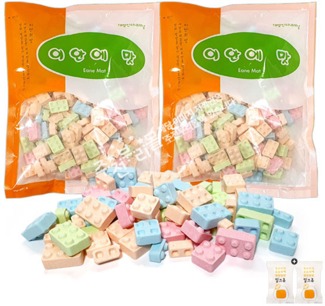 블럭모양 토이브릭캔디(500g) x 2봉+밀크츄 2개 세트 번들 10호, 1세트, 990g