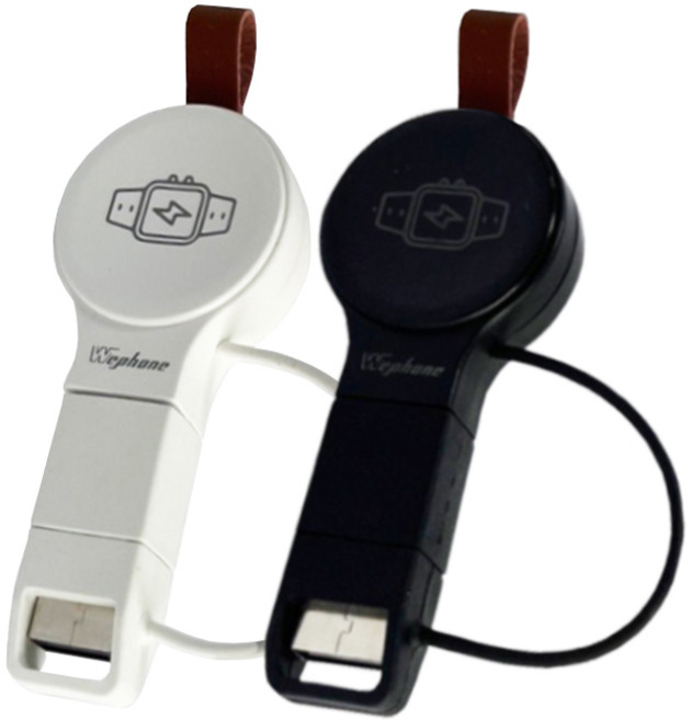 WePhone 通用型磁吸 手錶無線充電器 USB-A/C雙接頭, 雪霜白, 1個