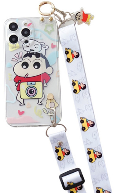 유샘무역 삼성 짱구 키링밴드 목거리 투명 젤리케이스 CY346