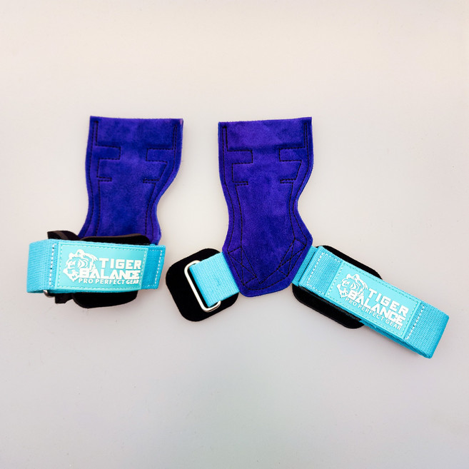타이거밸런스 다한증 소가죽 헬스 스트랩, 1세트, 아쿠아블루