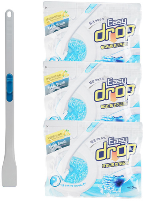 이지드롭 일회용 변기크리너 핸들1개+리필브러쉬3팩(36입), 1개, 블루