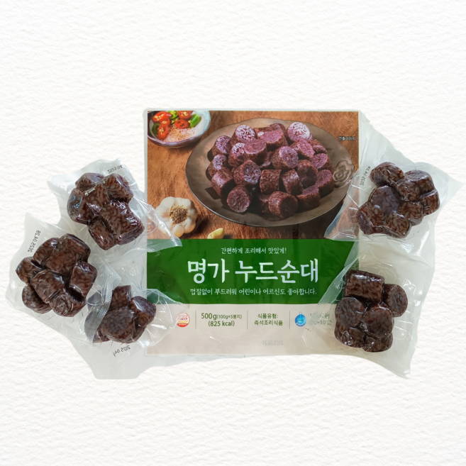 찰기가득 속이꽉찬 명가푸드 찰순대 고기야채 모듬내장, 누드슬라이스 낱개 포장, 500g