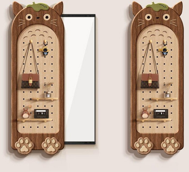 AVENIX 문걸이화장대 메이크업 전신거울 보관함 다용도 감각적인 인테리어 벽걸이 타공판, 40x115cm, 라이트럭셔리골드 왼쪽 슬라이드, 모델  B