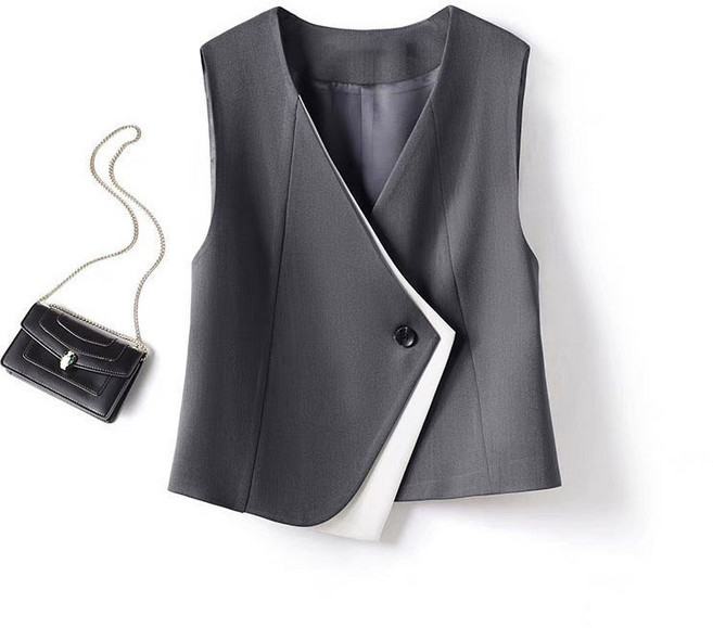 【老錢風疊穿】西裝馬甲 女款背心 春秋新款 不規則設計 通勤職業裝 幹練內搭 2025時尚單品