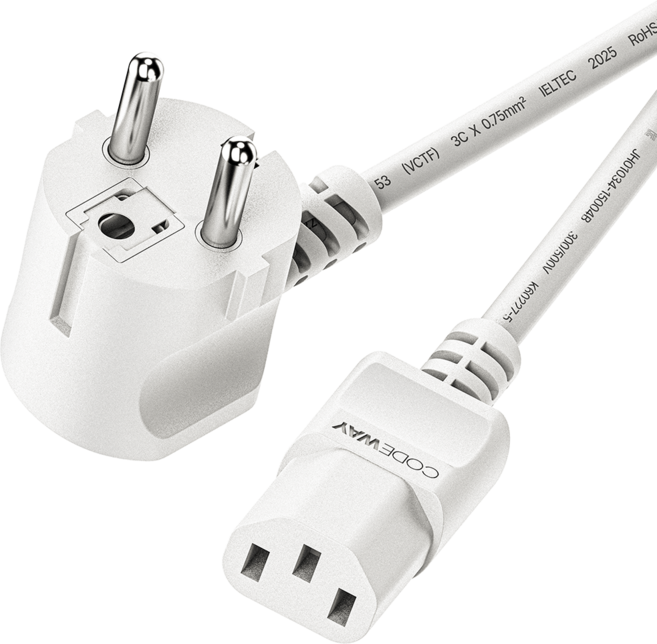 코드웨이 국산 AC 10A 전원코드 파워케이블 화이트, 1개, 1.2m