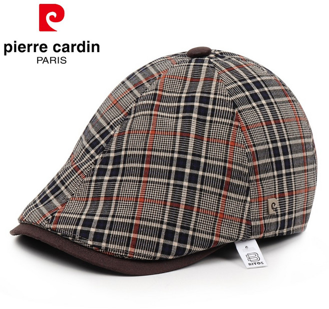 비토스 피에르가르뎅 24F/W 타탄체크 스웨이드챙 헌팅캡 파크골프모자 도리구찌