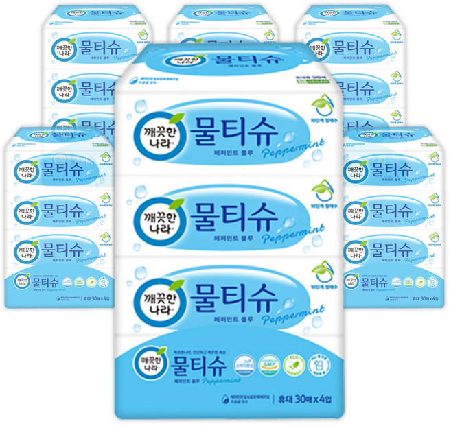 깨끗한나라 여행용 물티슈 30매 4입 6팩