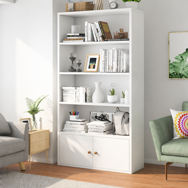 사무실용 다기능 책 만화 정리 수납 및 장식 전시 책장, 5단, 흰색(A)