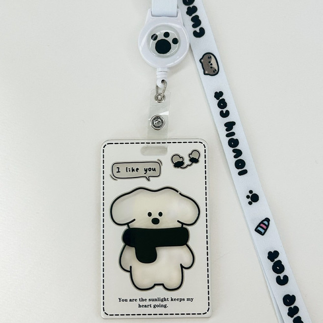 겨울 댕냥친구들 목도리 카드 케이스 명찰 교통 사원증 릴홀더, 1개, 1.강아지_목걸이_케이스