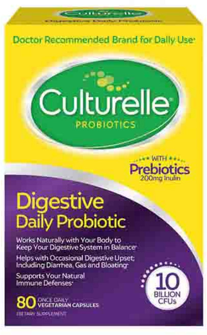 Culturelle 컬처렐 소화 강화 프로바이오틱 베지캡슐 80정 Digestive Health Probiotic 80 Vegetarian Capsules, 80회분, 1