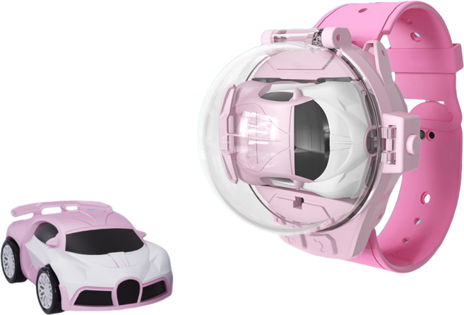 시계리모콘조절 RC카 USB충전 AAA배터리 미니 스포츠카 장난감, 부가티핑크, 1개