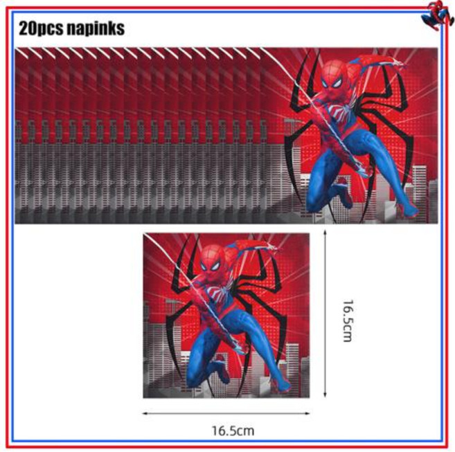 스파이더맨 생일 파티 장식 빨간색 선물 가방 종이컵 냅킨 플레이트 스파이더맨 풍선 어린이 베이비 샤워 용품 신제품, 기타, 3)20pcs napkins