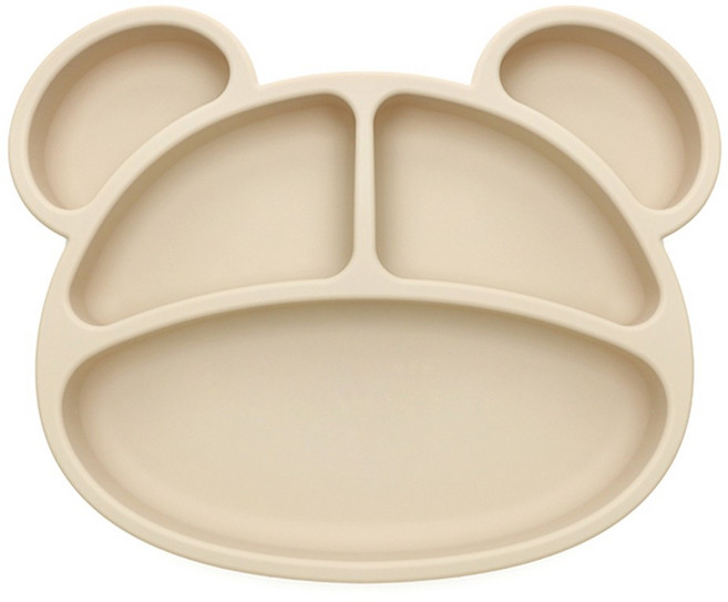 베어블리 아기 이유식 흡착식판, 5구 식판 베이지, 1개