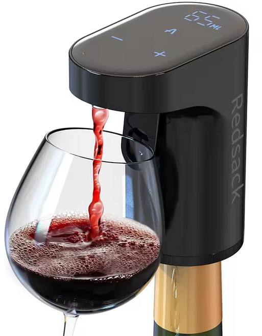 曼托 電動醒酒器 定量分酒器 Redsack 威士忌紅酒快速醒酒器 電動出酒器, 黑色, 1個