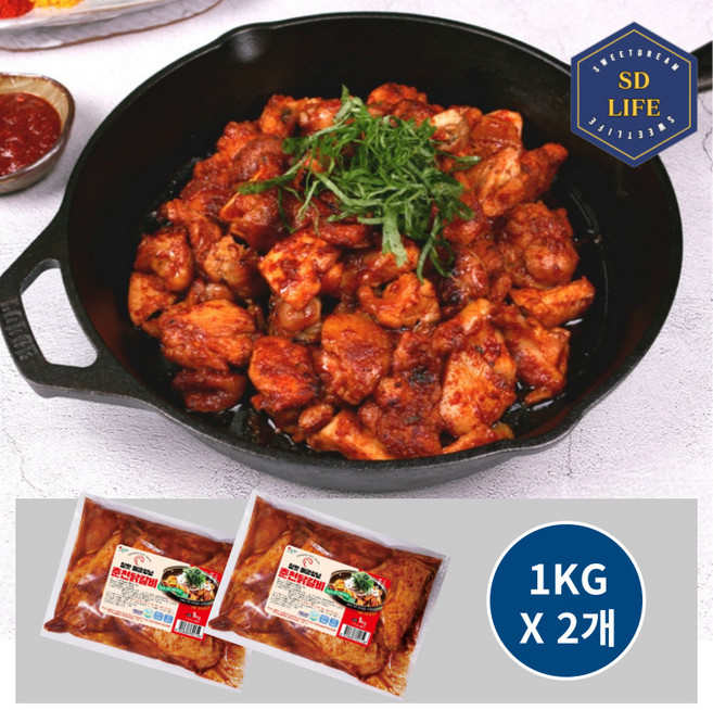 SD라이프 춘천 참맛프리미엄 닭갈비 국내산닭다릿살 냉장닭갈비, 2개, 1kg