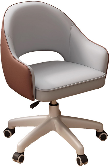 輕巧電腦椅，適合小戶型，人體工學設計，360度旋轉，10cm升降, 灰色+咖色