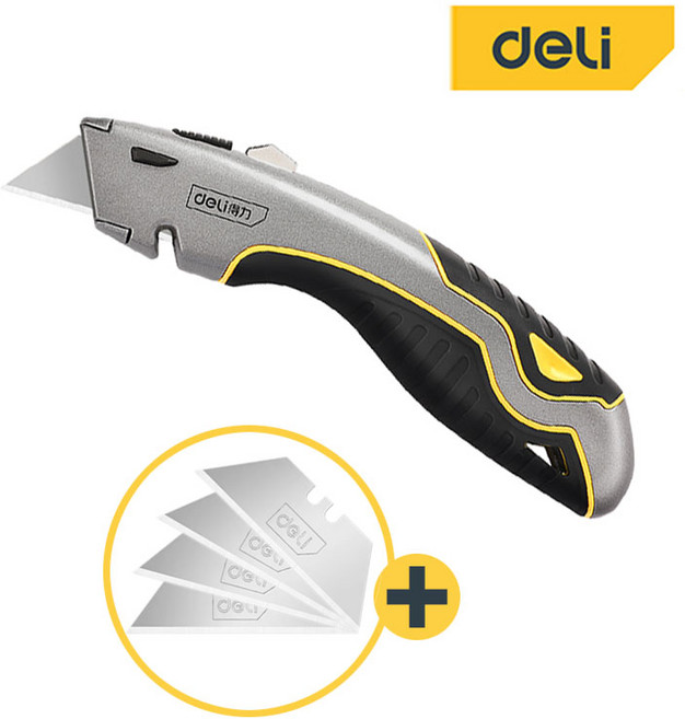 이안툴 Deli 논슬립 유틸리티 나이프 커터 + 칼날 4P 세트, 1개