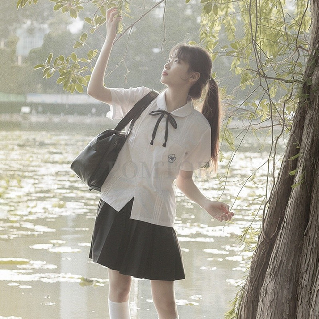 POMTOR 여자교복세트 예쁜 대만교복 허리조절 교복세트