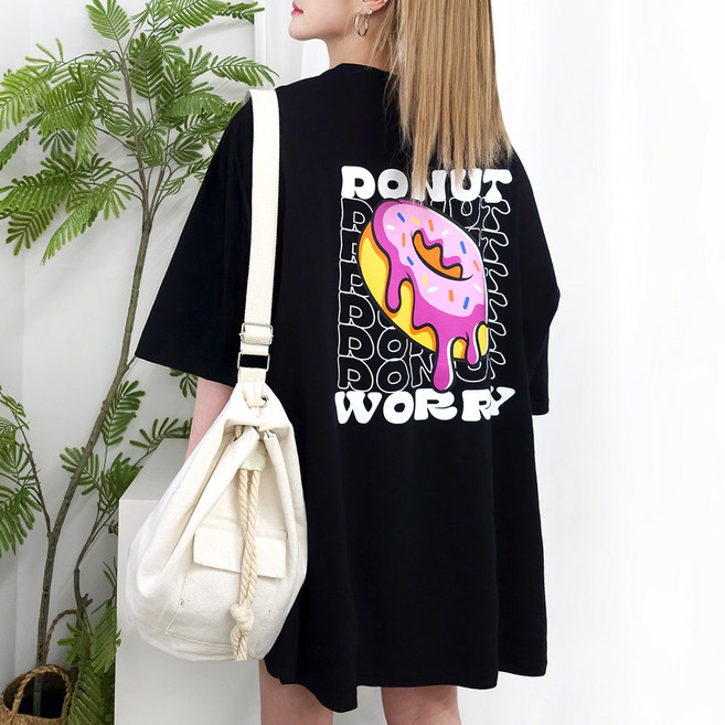 [제니블리] 멜팅도넛 빅사이즈 반팔티 5XL 2COLOR // 국내생산 55~99까지 루즈핏 오버사이즈 박스티 티셔츠 남녀공용 홈웨어