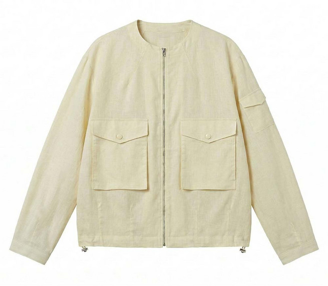 테일러 라운드 린넨 집업 포켓 자켓