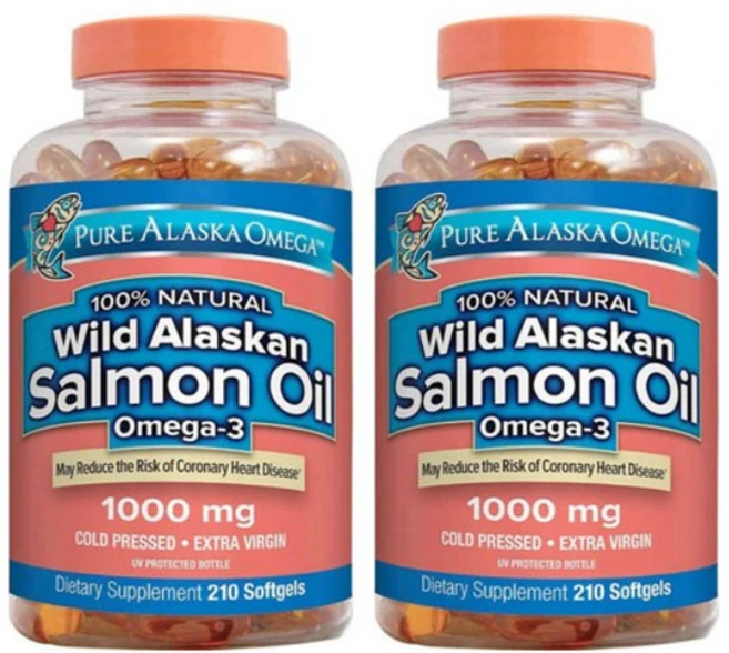 퓨어 알라스카 오메가 와일드 연어 오일 오메가3 1000mg 210정 2팩, 2개 - 쿠팡