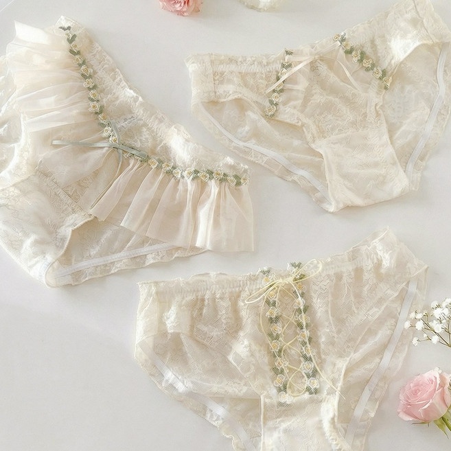 미미캐츠 3매구성 로맨틱한 러블리 레이스 허니 레이스 여성팬티 3매 P-840C