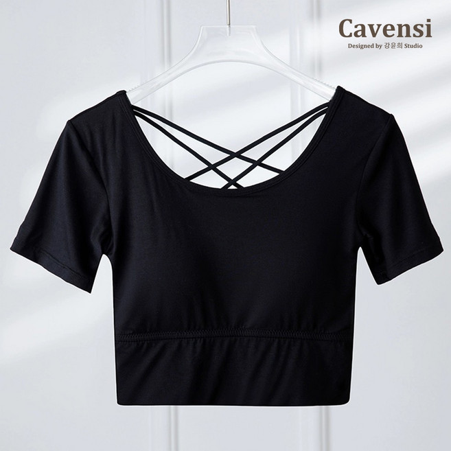 Cavensi 胸墊短袖 Bra top 交叉綁帶短版上衣