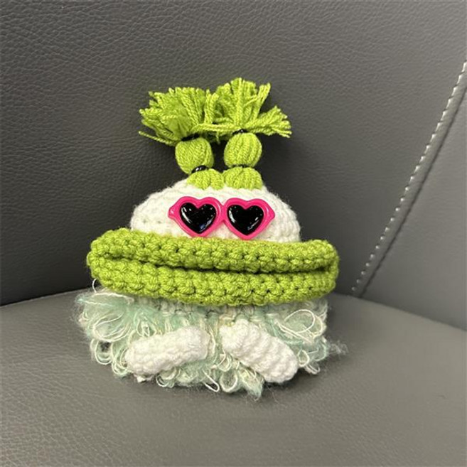 에어팟 4 3 2 1 프로 프로2 뽀글이 뜨개 삐삐 못난이 몬스터 인형 캐릭터 니트 털 퍼 실리콘 이어폰 충전 파우치 케이스, sap1342 B, 에어팟1_2, 1개