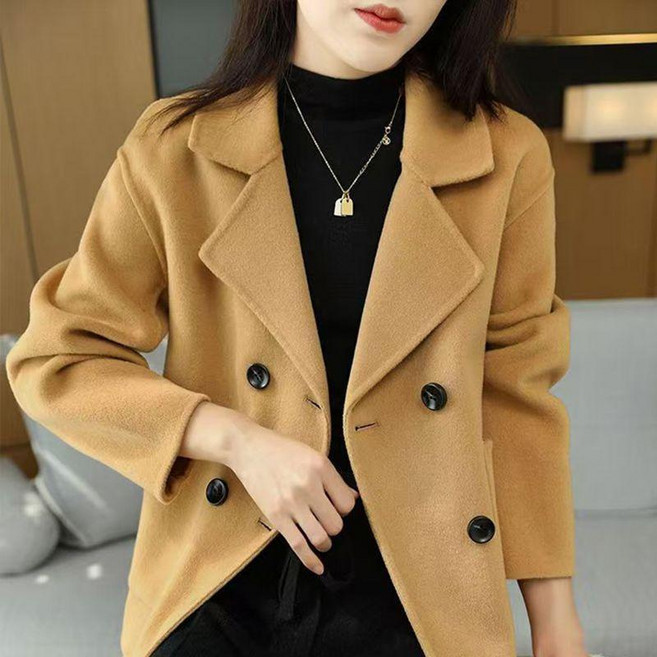 雙面羊毛大衣女短款毛呢外套