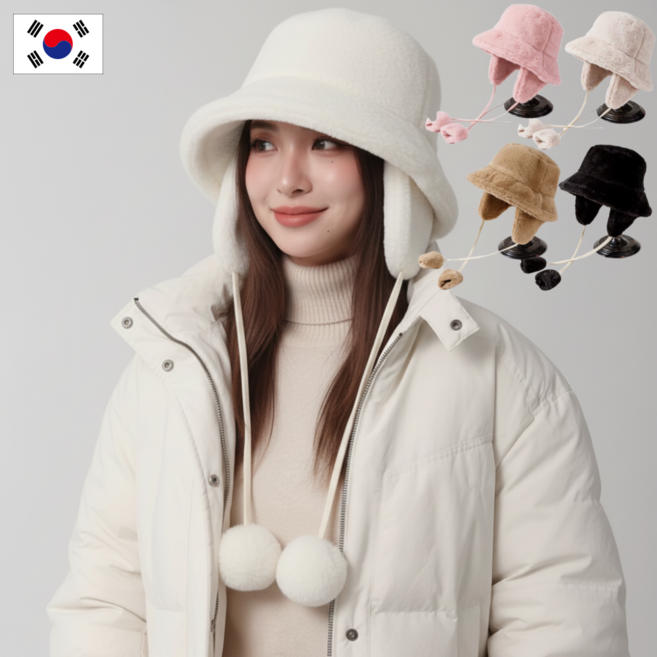 다잇대 폭신기모 여성 겨울 버킷햇