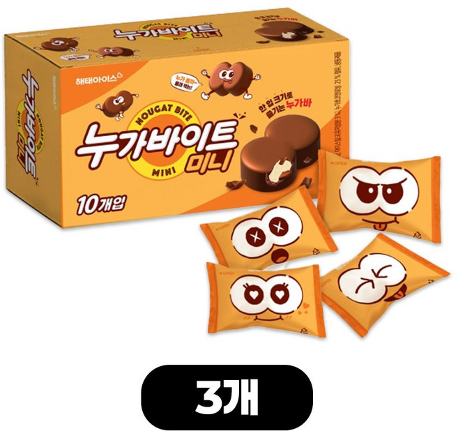 해태 벌크 아이스크림 누가바이트 미니, 3개, 450ml