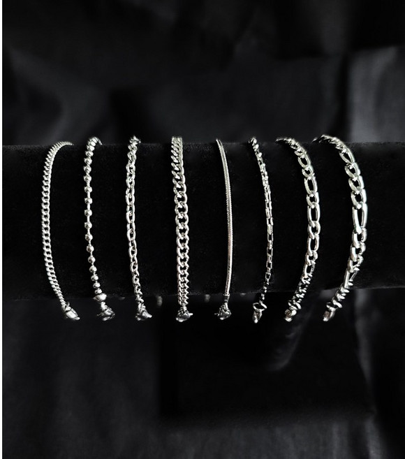 써지컬스틸 심플 레이어드 얇은 남자 여자 체인 팔찌