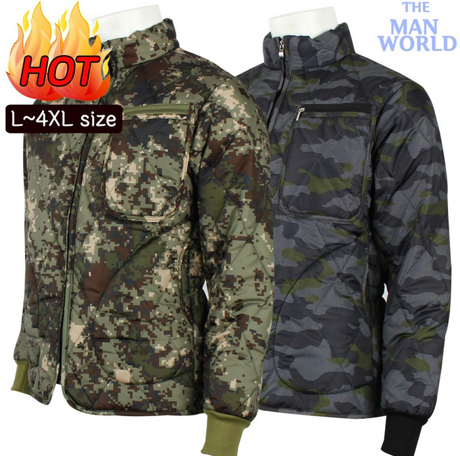 더맨월드 BS 카모 누비점퍼 겨울 남성 깔깔이 패딩점퍼 작업복