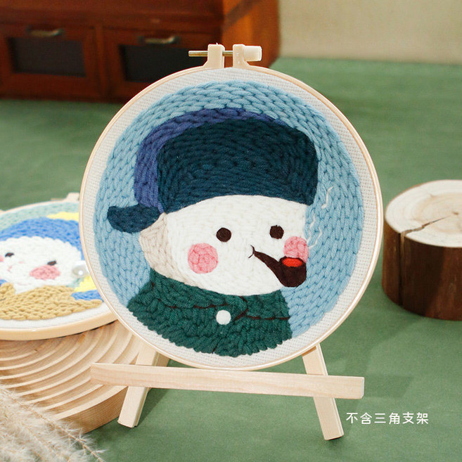 戳戳繡 diy材料包 兒童刺繡 居家擺件藝術畫, 1個, A1170梵高先森【送工具+無支架】