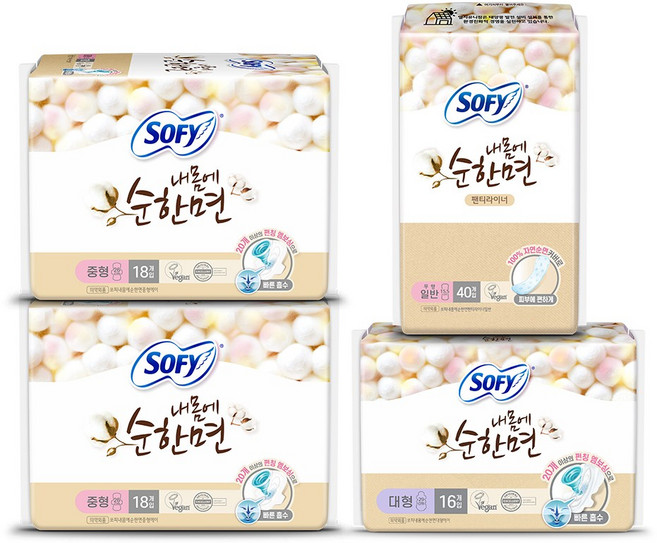 쏘피 내몸에 순한면 92개입 (중형 36p + 대형 16p + 라이너 일반 40p), 1개