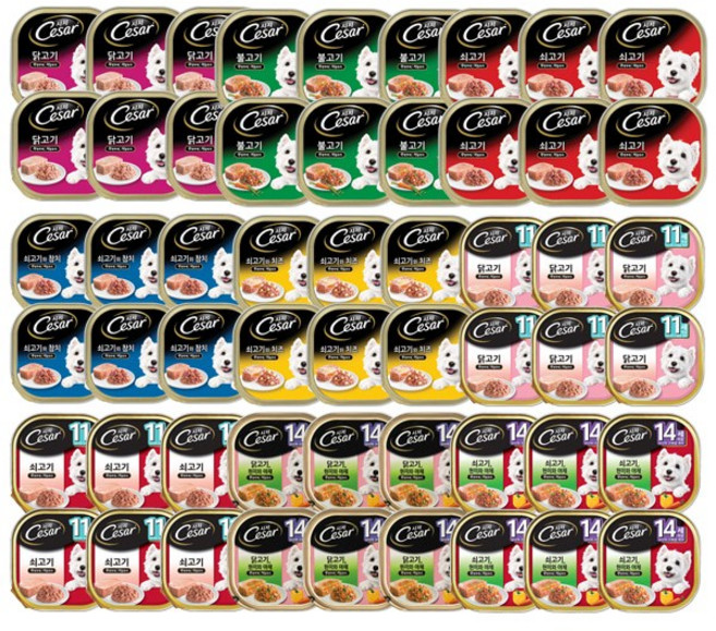 강아지사료 시저캔 100g x 12개입 강아지 통조림 습식 주식캔 12종, 05_쇠고기와닭고기x12개입